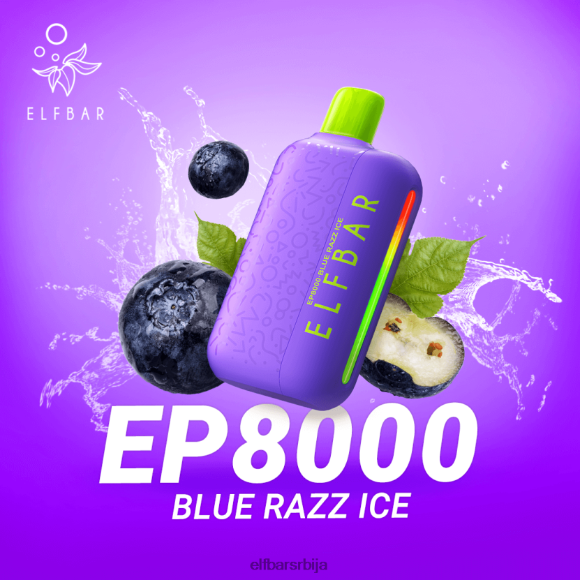 VD6B4265 Вапе за једнократну употребу нове еп8000 пуффс ELFBAR плави разз лед