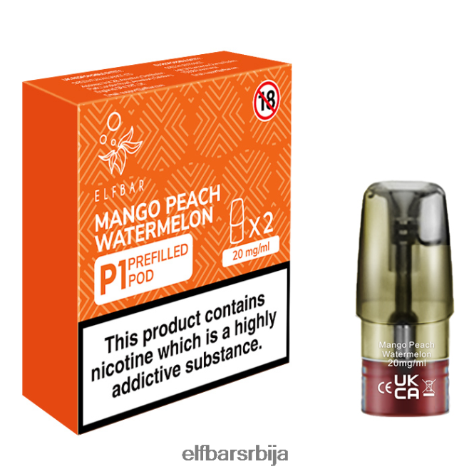 BH6XH4158 елфбар мате 500 п1 напуњене махуне - 20мг (2 паковања) манго бресква лубеница