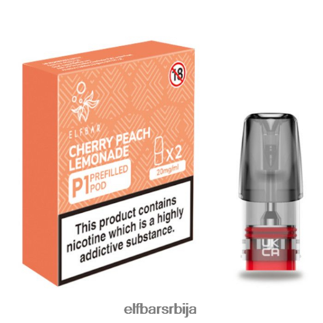 BH6XH4164 елфбар мате 500 п1 напуњене махуне - 20мг (2 паковања) лимунада од трешње брескве